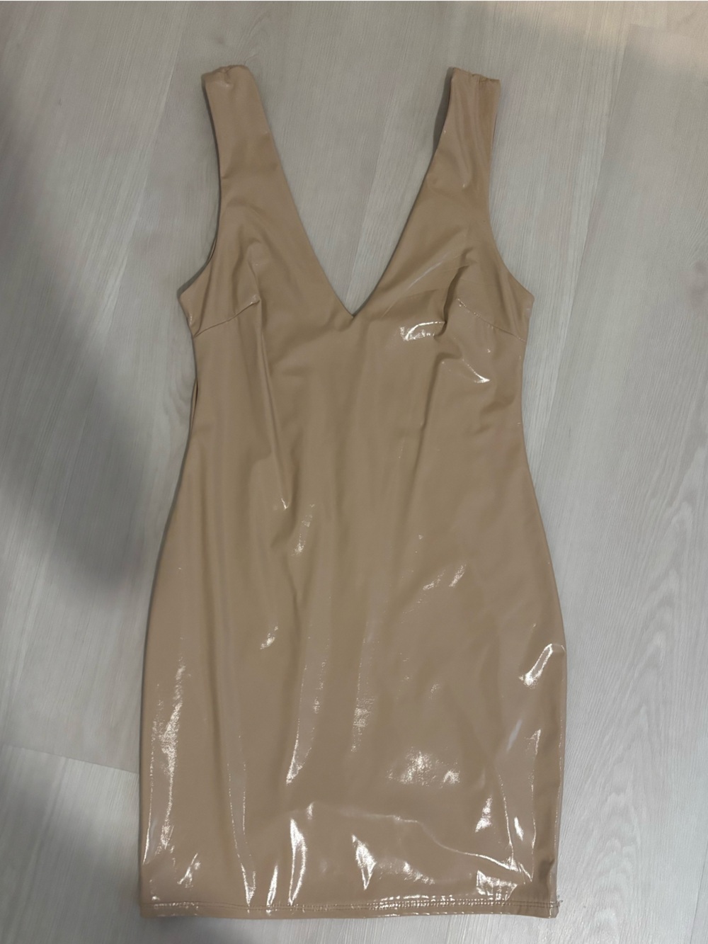 Blue Blush Beige High-Waist Vinyl Shapewear Skirt